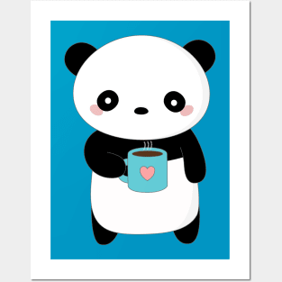 Kawaii Panda Coffee Lover T-Shirt Posters and Art